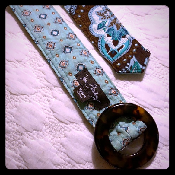 🔥VERA BRADLEY Reversible Java Blue Belt - Brown & Aqua Blue - Picture 1 of 8